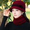 Women's Autumn/Winter Knitted Velvet Rabbit Hair Hat & Scarf Set - Warm for Middle-Aged & Elderly