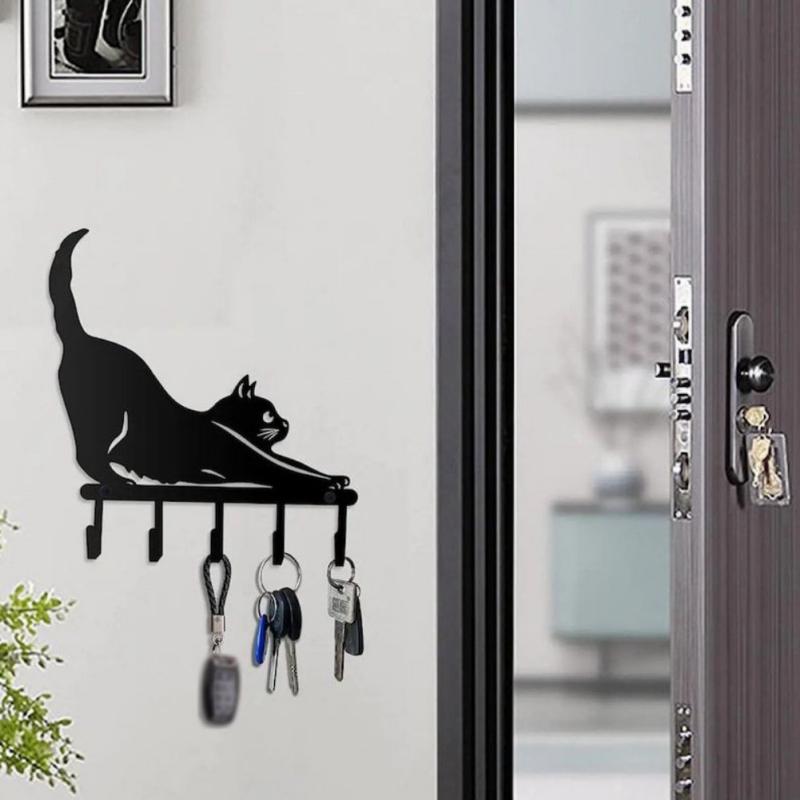 Simple Wrought Iron Cartoon Cute Cat Hook Hanging Hook Home Clothes Storage Hook
