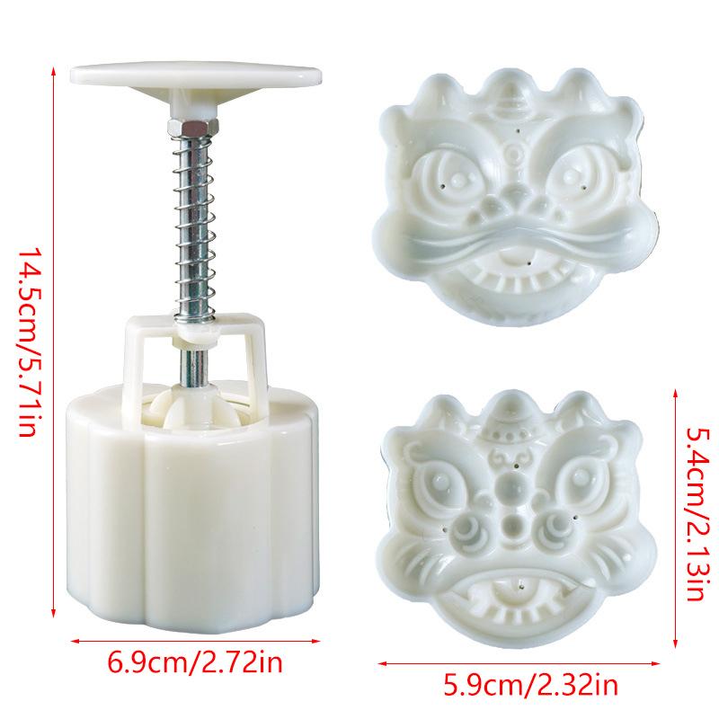 2Pcs 75G Cookie Stamp Chinese Year Mooncake Mold Set Dragon Ru Yi Diy Hand Press Fondant Pastry Household Kitchen Tool Party