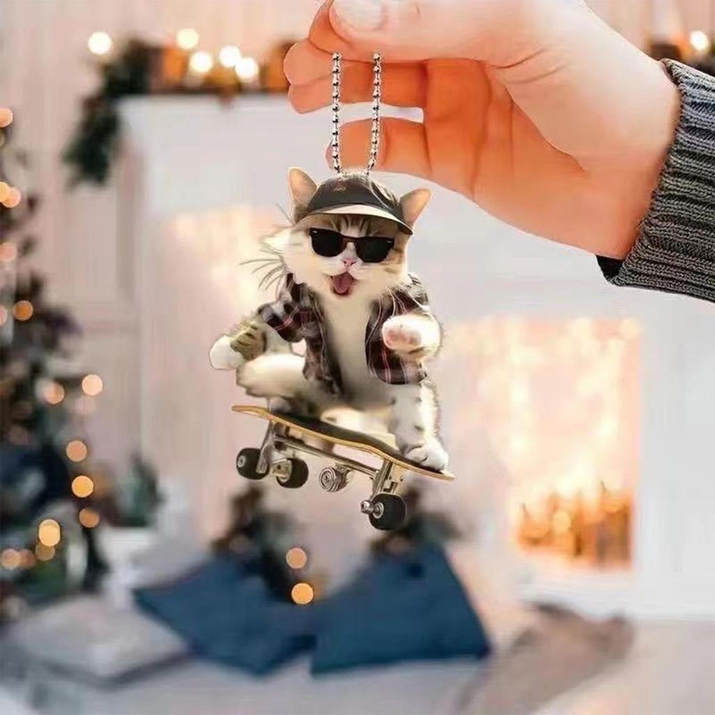 Cute Animal Keychain, Rearview Mirror Pendant Flat Acrylic Creative Bag Keychain Pendant Car Pendant