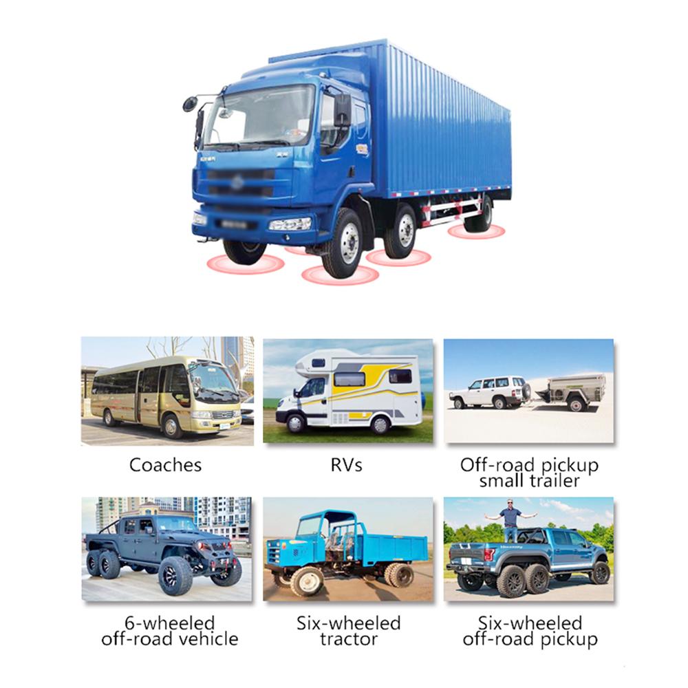 6-Wheel Solar TPMS Car Tire Pressure Alarm with 6 External Sensors Waterproof Digital Tyre Pressure Temperature Warning for Truck RV Van Tractor