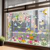 Весенние наклейки на окна, статические наклейки, птицы на ветвях с цветами и бабочками для стеклянной двери, домашний декор