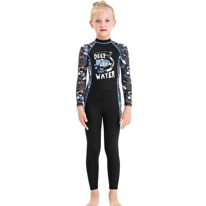 Kids UPF 50 Long Sleeve Rash Guard Swimsuit Snorkeling Swimming