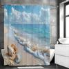Ocean Shell Beach Shower Curtain, Bathroom Decorative Shower Curtain, Waterproof Shower Curtain with Hooks