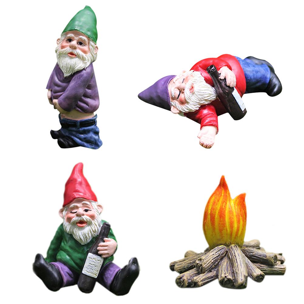 Mini Funny Gnomes Fairy Garden Party Drunk Gnomes Dwarf Statue Miniature Courtyard Landscape Flowerpot Figurine Ornaments
