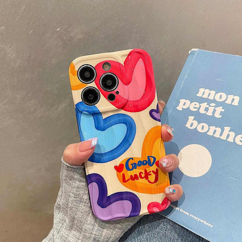 Красочный чехол для телефона Love с 3d волнистыми линиями для Iphone 14 13 12 11 Pro Max 14 Plus, мягкий силиконовый противоударный чехол для задней панели Imd