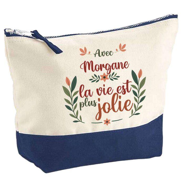 Trousse de maquillage - PLANETEE - Personnalisée «Morgane la vie est plus jolie» - Grand format - Coton - Impression sublimation HD