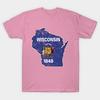 Футболка женская Wisconsin State 1848 Map Harajuku Print Kawaii футболка летняя женская футболка с коротким рукавом топ