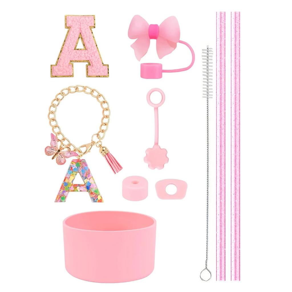 Набор из 10 аксессуаров для стакана Stanley 30 унций 40 унций: крышка для соломинки, крышка, чехол, стоппер от проливания, брелок с буквой, наклейка