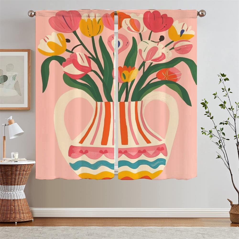 Огненно-красные тюльпаны кухонные шторы салон 2 дешевые штуки спальня шторы блэкаут для гостиной жалюзи штора для ванной дома