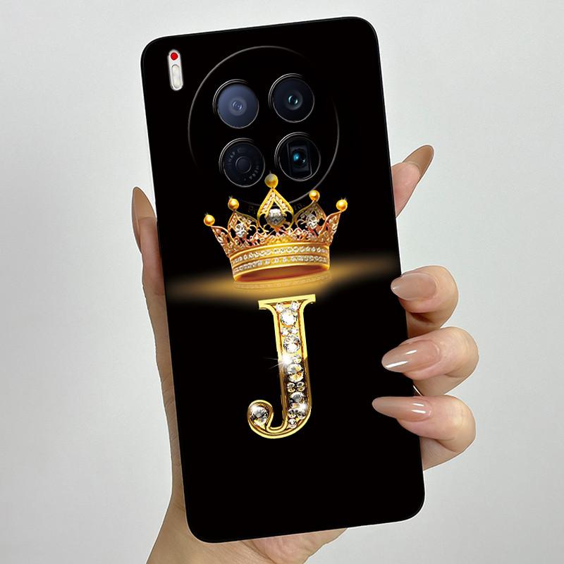 Чехлы для телефона Tecno Camon 40 Premier 5G CM8 Чехлы с короной и начальной буквой Мягкий жидкий силикон Продвинутый корпус с защитой от отпечатков пальцев