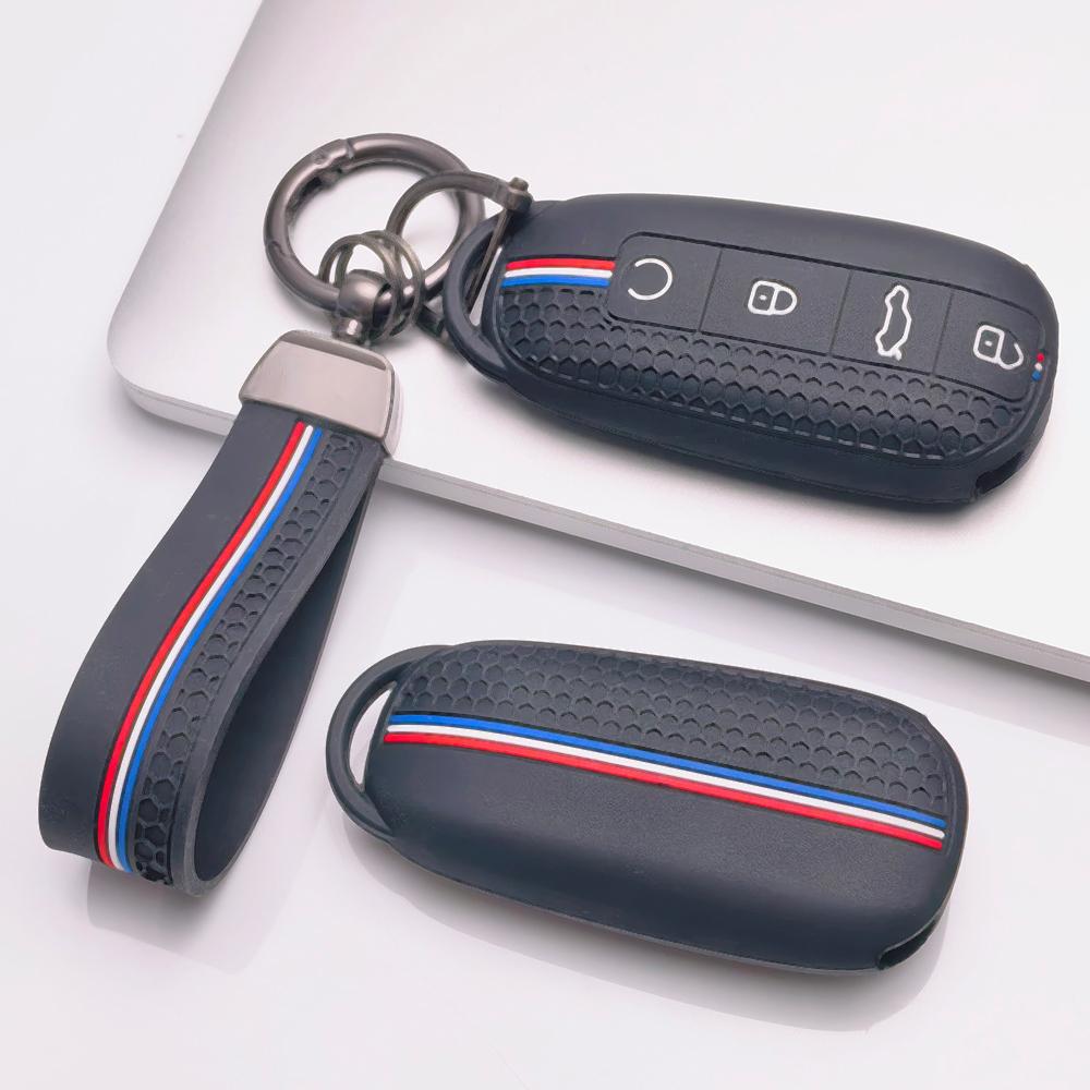 Силиконовый чехол для ключа зажигания Chery Tiggo 7 Pro Arrizo 8 OMODA 5 Jetour Traveler с брелоком Сотовая текстура Гоночная полоса Защитный чехол для брелока