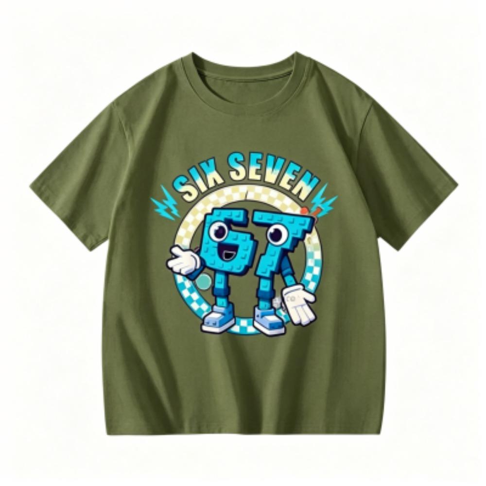 Summer Men's Clothing Six Seven 67 Print T-shirt Men's and Women's Casual Tees Tops Fashion Men's O-Neck Short Sleeve T-shirt
