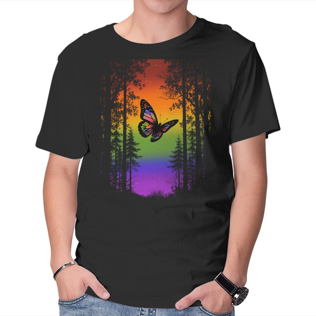 Unisex Crew Neck T-Shirt Pride Butterfly Graphic Short Sleeve Casual Tee