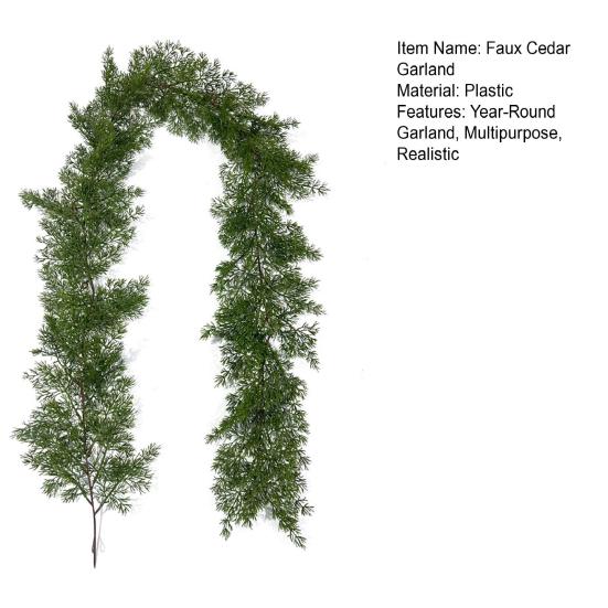 6.2Ft Faux Cedar Garland Norfolk Pine Swag Christmas Greenery Stems Artificial Pine Branches for Holiday Party Wedding Decoration