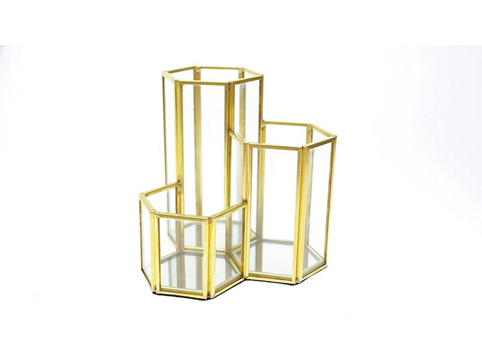 Nordic Style Makeup Brush Holder, Dressing Table Organizer, and Stationery Pen Holder Glass Storage.