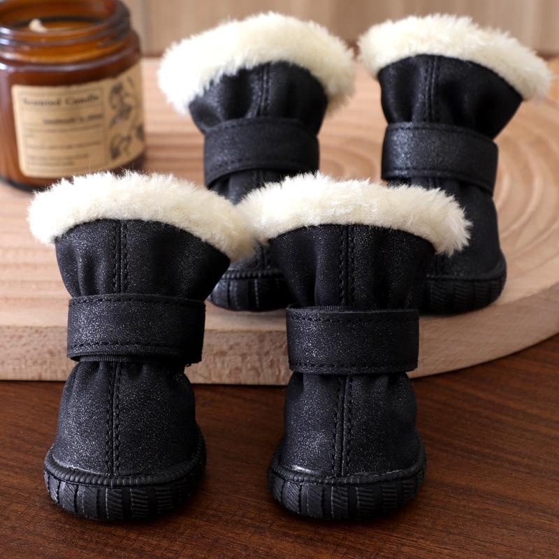 Pet Shoe Thickened Velvet Breathable Durable Anti-Slip Anti-Drop Dog Shoes Winter Boots for Small Dogs Outdoor Walking