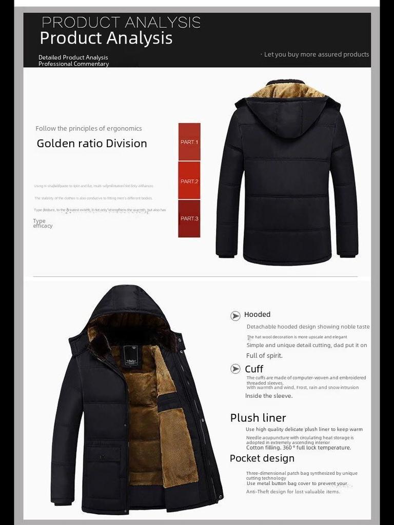 Мужские зимние куртки с бархатной подкладкой и толстой хлопковой подкладкой для пап и дедушек