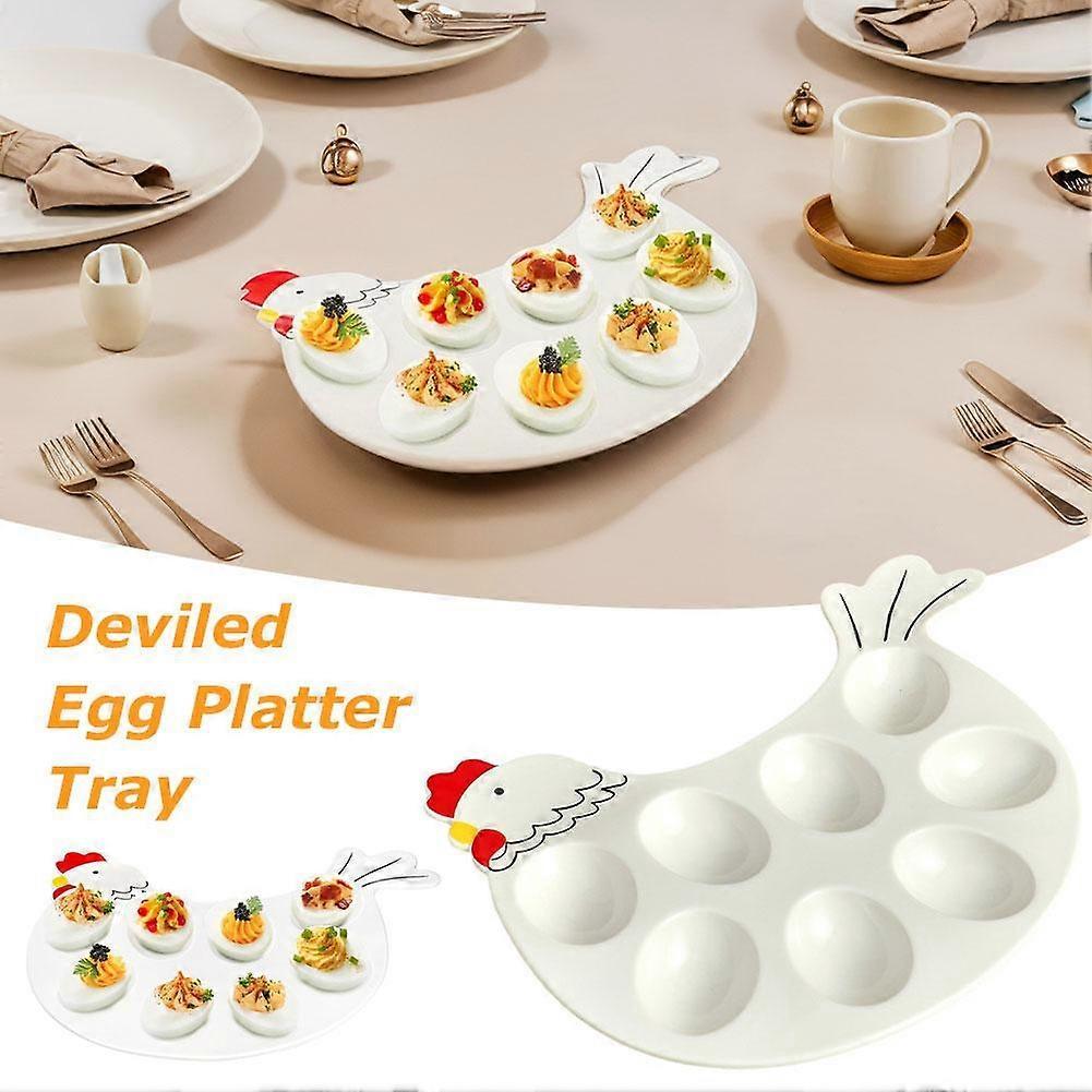 Deviled Egg Platter Tray Rooster Shape Easter Egg Tray Large Capacity