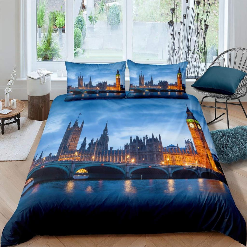 Bridge Landscape Digital Printing Duvet Cover Set For Kids Boys Girls Polyester Bedding Set Double Single Size With Pillowcase