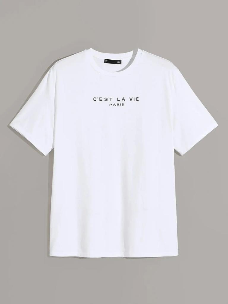 C'Est La Vie Paris Смешная графическая надпись Мужская футболка Хлопковые повседневные футболки Harajuku Футболка большого размера Свободная дышащая футболка Одежда
