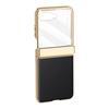 For Motorola Razr 50 Ultra 5G Case with Rear Small Screen Protector Hinge Protection Leather Back Cover Electroplated Edge