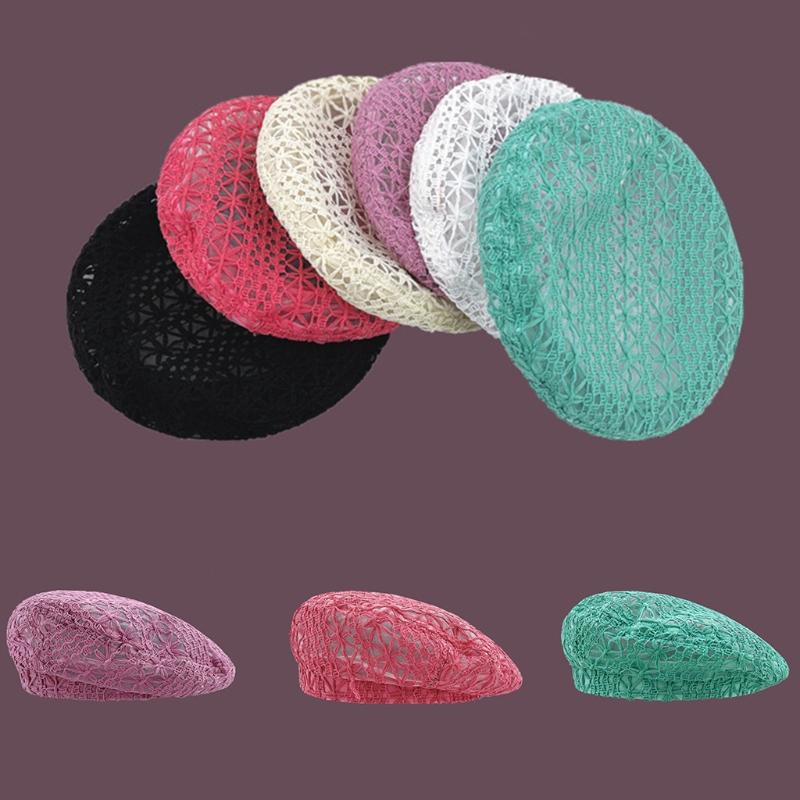 Женские хлопковые береты, вязаная крючком объемная шапка-бини, вязаная шапка ручной работы с вырезом, летняя кепка с цветочным принтом и черепом, цвет на выбор