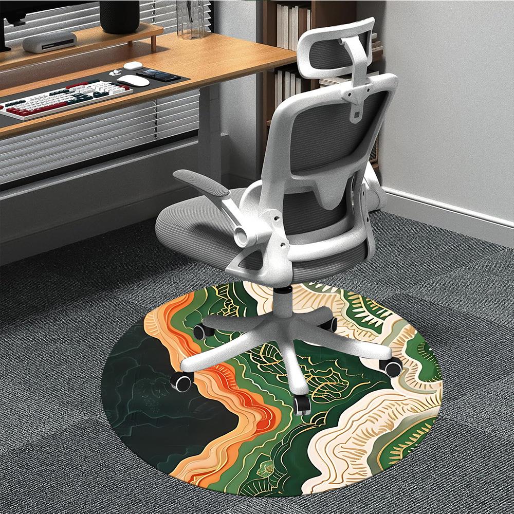 1pc Abstract Patterns Office Round Area Rug, Mat Suitable For Office, Under Office Chairs Bedroom Living Room Home Decor, Room Deco