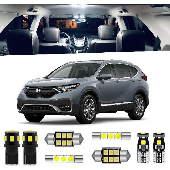 Комплект светодиодного освещения салона из 11 предметов CRV HRV для Honda CR-V HR-V 2013 2014 2015 2016 2017 2018 Белый 6000K Пакет светодиодного освещения салона + Номерной знак
