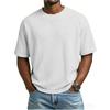 Men Casual T Shirt Waffle Knit Loose Fit T Shirts for Man Solid Color Short Sleeve Tee Oversized Fit Textured Fabric Crew Neck