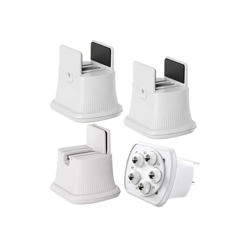 Set of 4 Retrofit Ball Casters for Furniture Movers, 360-Degree Swivel, Adjustable Width, for Chairs, Desks, Tables, Shelves, and More, White