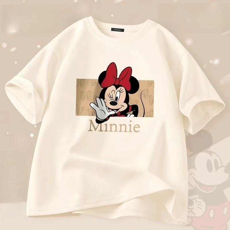 Дисней Ретро Рамка Минни Маус Унисекс Футболка Оверсайз Повседневная С Коротким Рукавом Топ Модный Удобный Известные Футболки