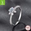 Shining Six-Claw Mozzarella Diamond Ring Wedding Ring Romantic Snowflake S925 Sterling Silver Ring For Girlfriend