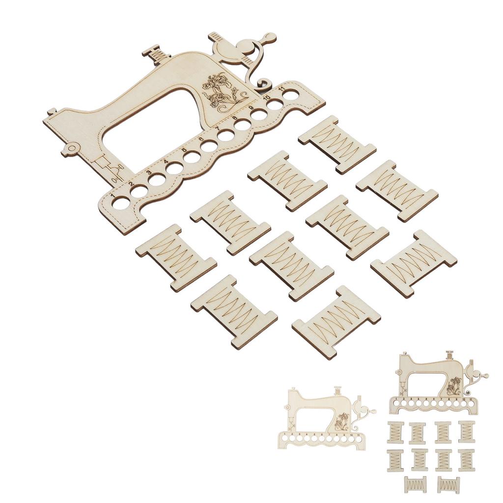 Embroidery Thread Organizer Board Lightweight Sewing Machine Shape Wooden  Stitch Floss Holder