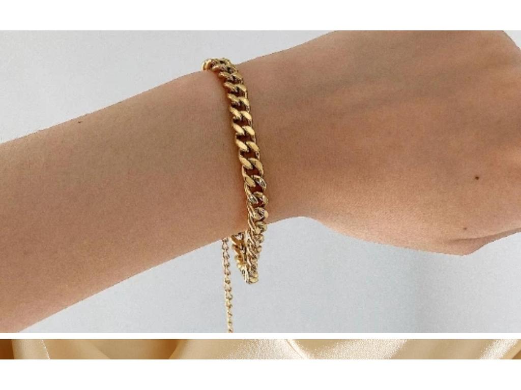 Элегантный кубинский браслет из нержавеющей стали - Женский титановый браслет высокого класса с гальваническим покрытием, не тускнеющий