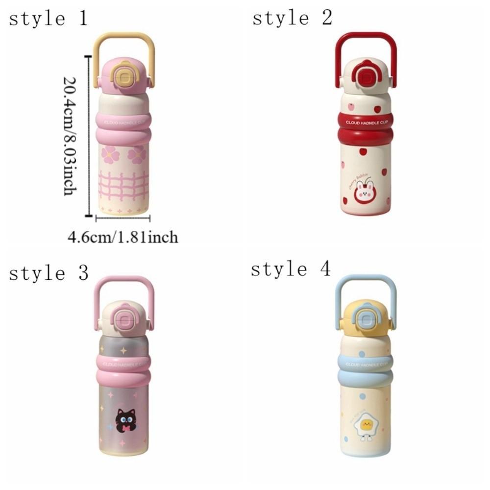 Portable Handheld Thermos Cup 600ml Thermos Water Bottle Unique Thermal Bottle  for Girls