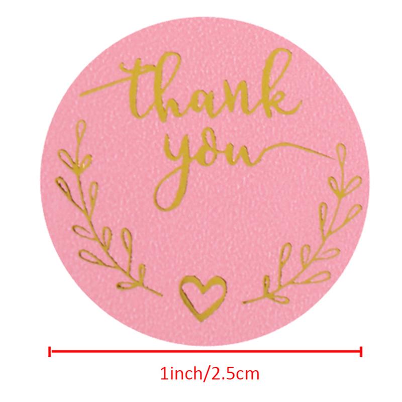 Наклейки с благодарностью, этикетки с золотой фольгой, 500 шт., 1 дюйм, розовые наклейки с подарками