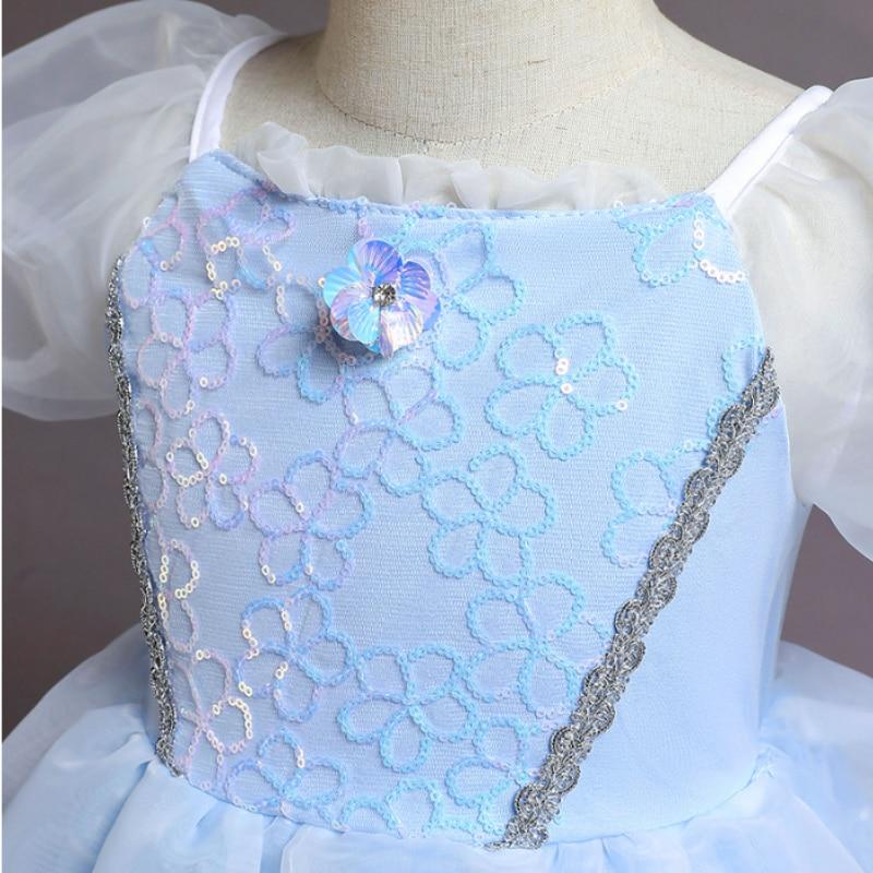 Cinderella Dress Cotton Princess Gown, 7 Accessories, Size 7-8 Years, Multicolor, 140cm, Girls Costume