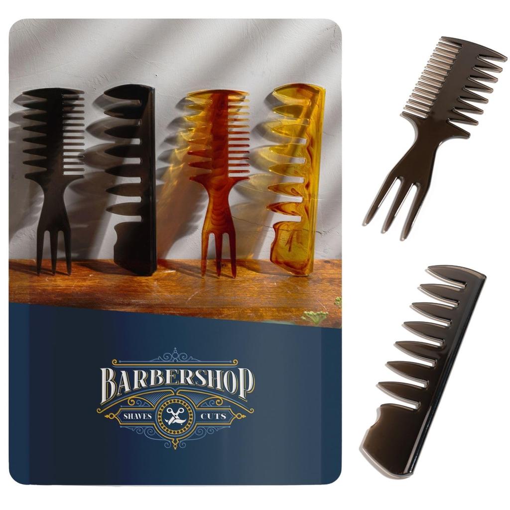 IMii Гель Сетка Фейд Классический Парикмахерский CB Набор Мужская Расческа, Помада, Укладка, Расческа, Стрижка, Грубая, Грубая, Расческа, (Черный, 2)