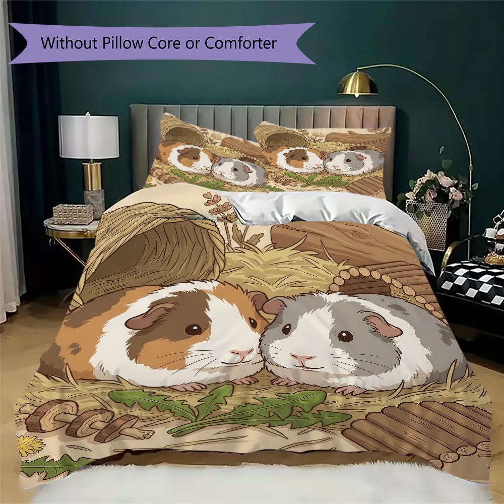 Hand drawn Mouse Pattern Bedding uilt Set uilt Cover Pillowcase Home Decoration Birthday Gift (1 * duvet cover + 2 * pillowcase without core)