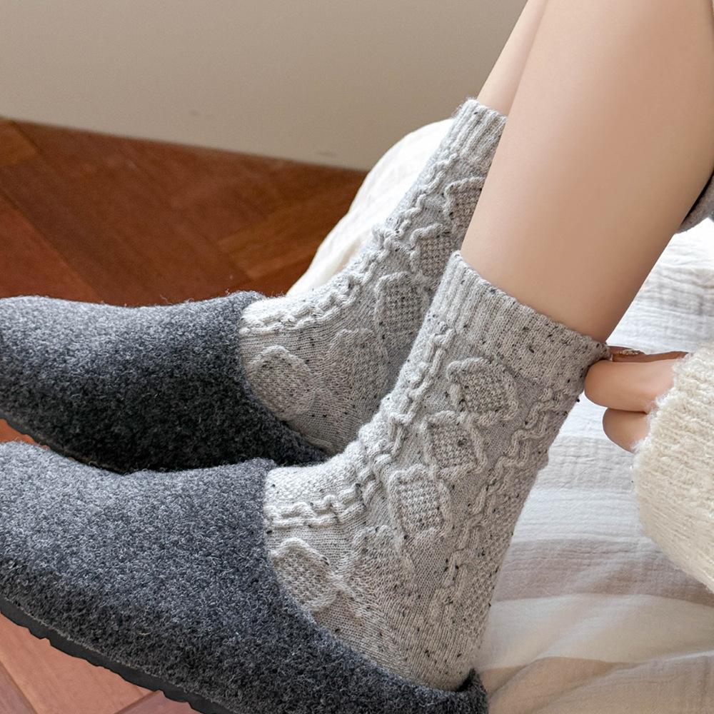 Winter Warm Wool Women Socks Solid Color Japanese Harajuku Retro Long Socks Women Girls Thermal Vintage Streetwear Crew Socks