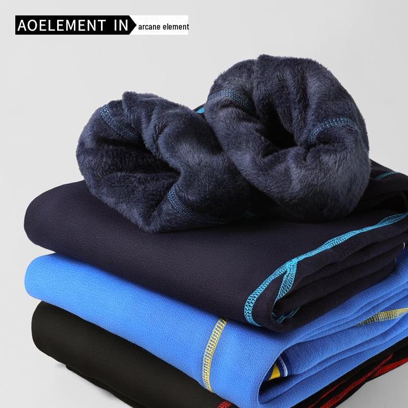 Мужские леггинсы из хлопчатобумажной шерсти с толстой флисовой подкладкой для зимы и осени