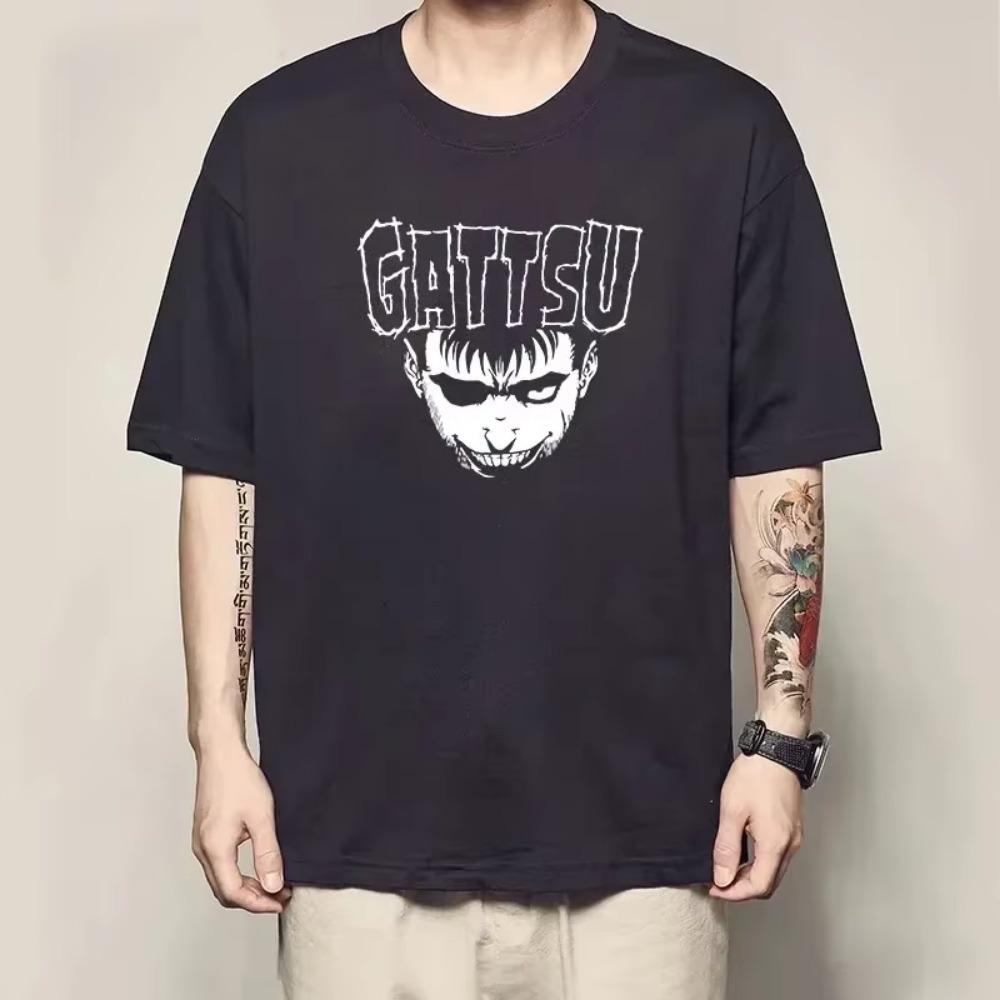 Футболки Berserk Guts Funny T Shirt Men Cool Manga Graphic T Shirt Japanese Anime Women 100% Cotton Harajuku Hip Hop Tee Y2k Tops