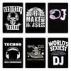 Addicted To Techno Music Saying Skull Dj Music Electro Techno 90 Metal Plates Create Cinema Wall Decor Garage Tin Sign Poster