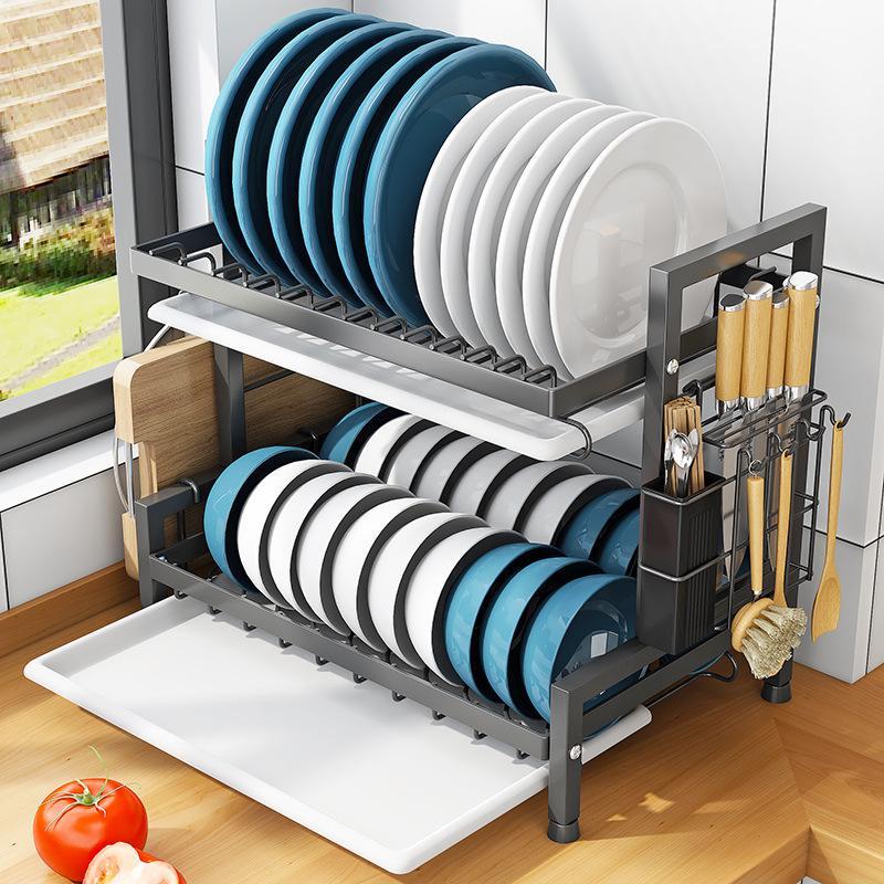 Multi-Layer Kitchen Dish and Bowl Rack with Drainage System