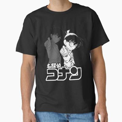Мужские повседневные рубашки с коротким рукавом DETECTIVE CONAN Черные футболки Футболки больших размеров