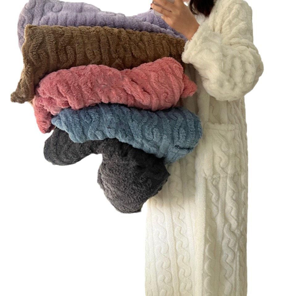 Зимняя фланелевая женская свободная однотонная пижама с длинным рукавом и двумя карманами, ночная рубашка теплая