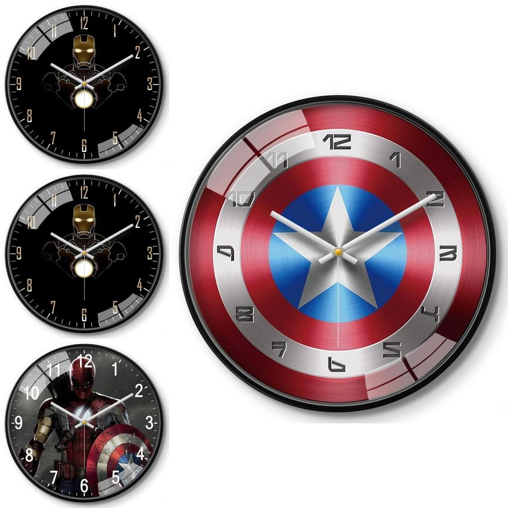 Marvel Captain America Iron Man Spider Man Pattern Wall Clock For Kids Room Decor
