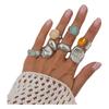 5pcs/7pcs Stackable Opening Rings Set Irregular Retro Metal Ring Chunky Smooth Rings  Daily Wear