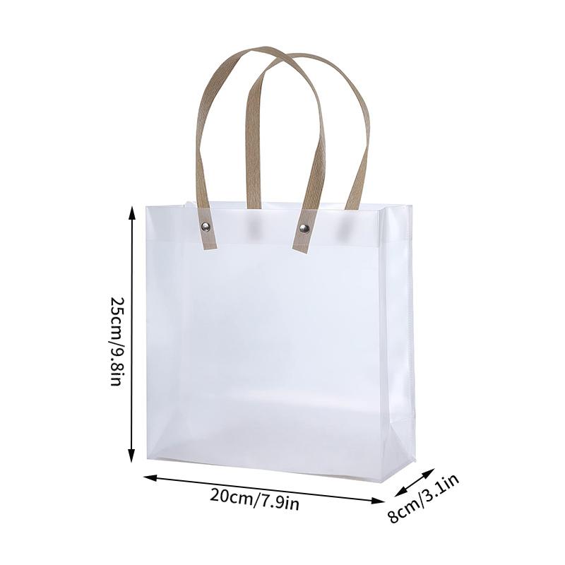 10PCS Transparent Frosted Tote Bag PP Waterproof Companion Gift Candy Bag Flower Wrapping Bag Birthday Wedding Party Supplies